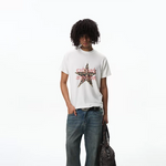 6088985224575,6088985224577,6088985224579,6088985224581, Leopard Star Graphic Short Sleeve T-Shirt
