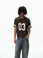 Leopard Print Number Appliqué T-Shirt 4