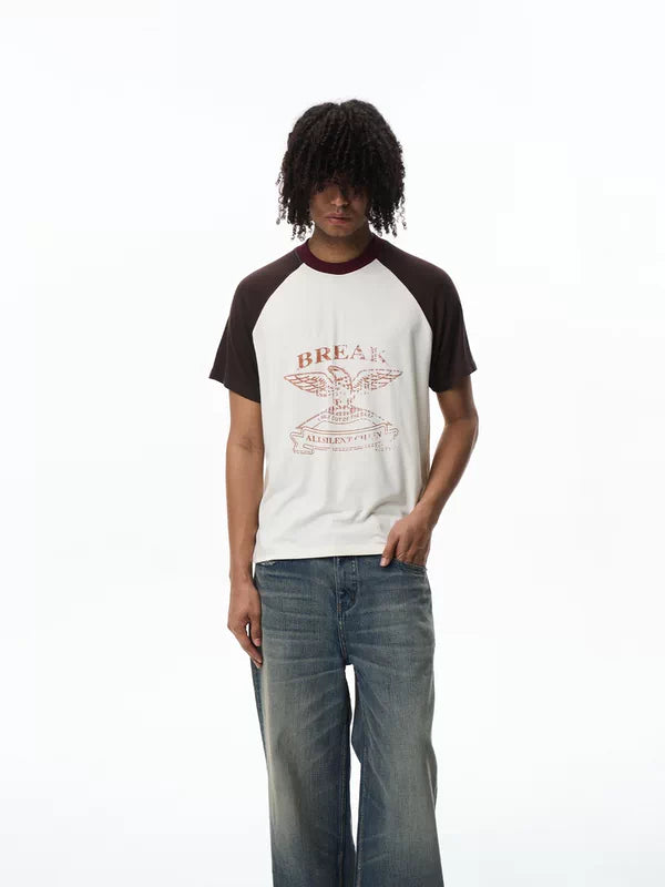 Retro Letter Print Raglan T-Shirt 2