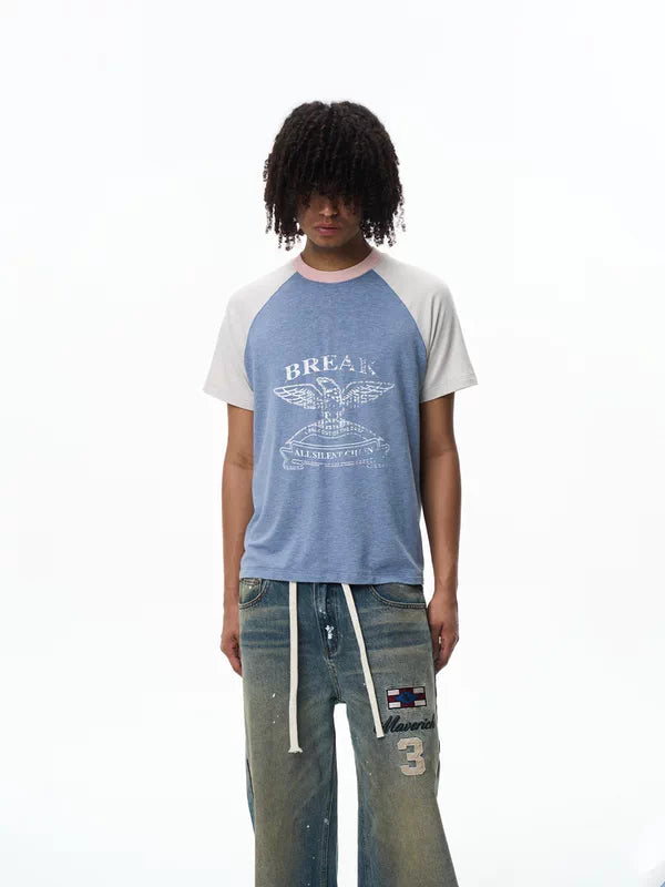Retro Letter Print Raglan T-Shirt 3