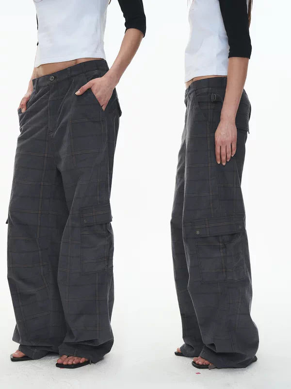 Plaid Corduroy Cargo Pants 1