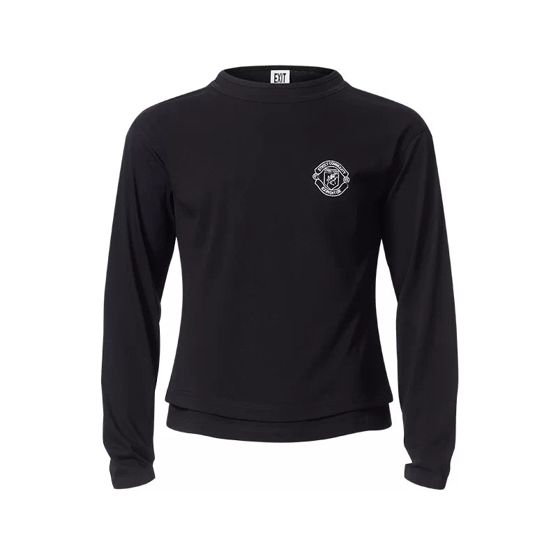 6197404630668,6197404630669,6197404630670,6197404630671, Embroidered Double Layer Long-Sleeve T-Shirt