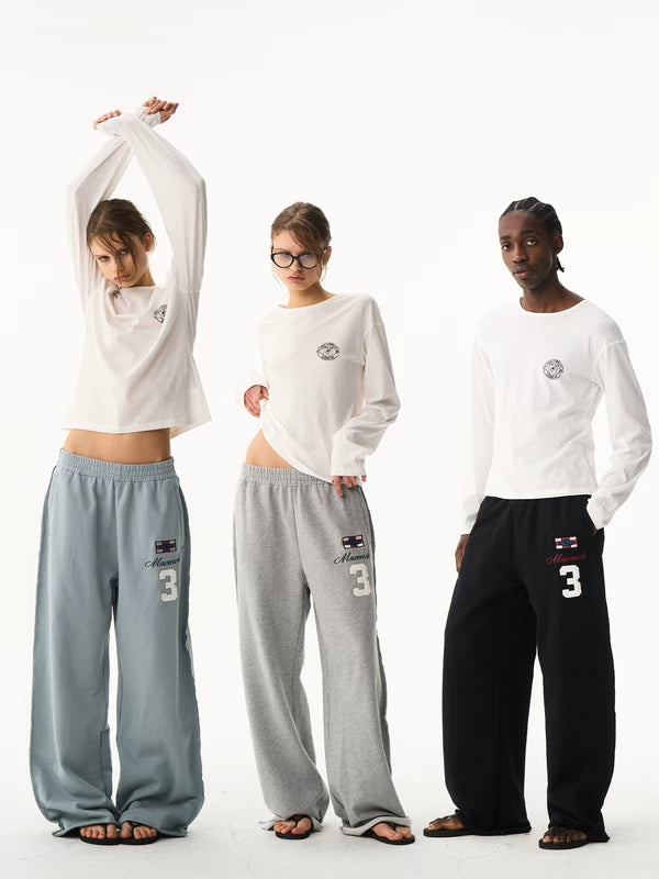 Loose Fit Sporty Embroidered Sweatpants 1