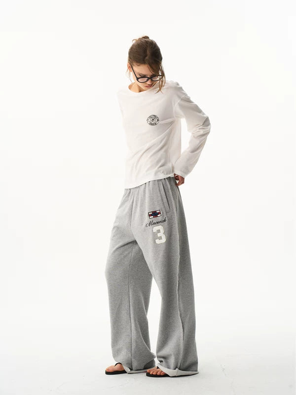 Loose Fit Sporty Embroidered Sweatpants 3