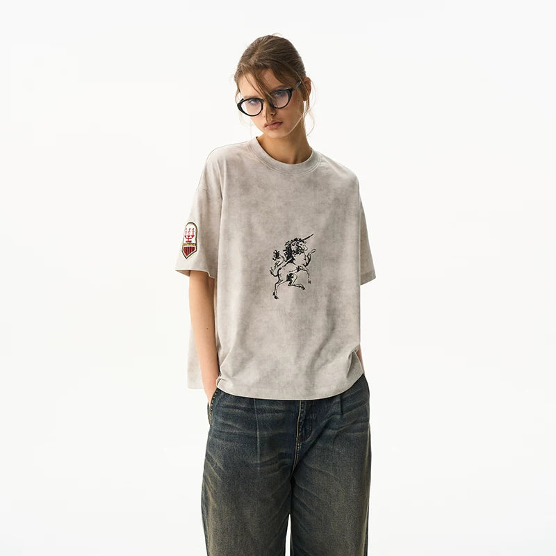 6046333288651,6046333288653,6046333288655,6046333288657, Unicorn Graphic Oversized Short-Sleeve T-Shirt