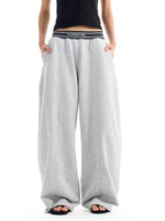 Wide-Leg Ribbed Curved Sweatpants Pants 2