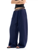 Wide-Leg Ribbed Curved Sweatpants Pants 3