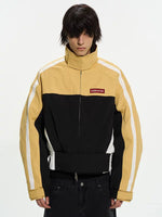 ,6123401854996,6123401854997,6123401854998,6123401854999, Colorblock Sport Patchwork Cotton Short Jacket