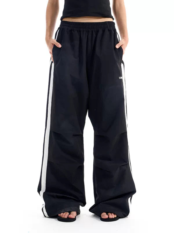 Wide Leg Striped Track Pants 1