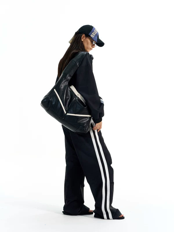 Wide Leg Striped Track Pants 3