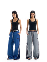 Striped Patchwork Wide-Leg Athletic Pants 1