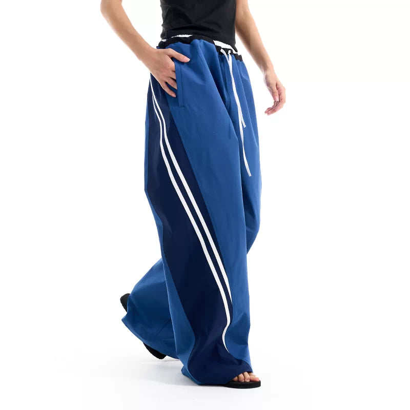 5931543128240,5931543128241,5931543128242,5931543128243, Striped Patchwork Wide-Leg Athletic Pants