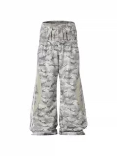 6120471955826,6120471955827,6120471955828,6120471955829, Double Waist Camouflage Wide-Leg Sporty Pants