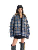 Faux Fur Collar Plaid Padded Jacket 3