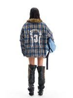 Faux Fur Collar Plaid Padded Jacket 5