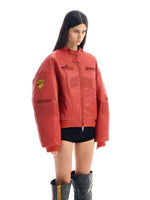Oversized Embroidered Racing Leather Jacket 3