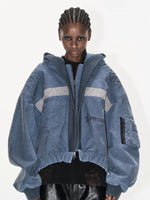 Distressed Oversized Hooded Workwear MA1 Jacket 3