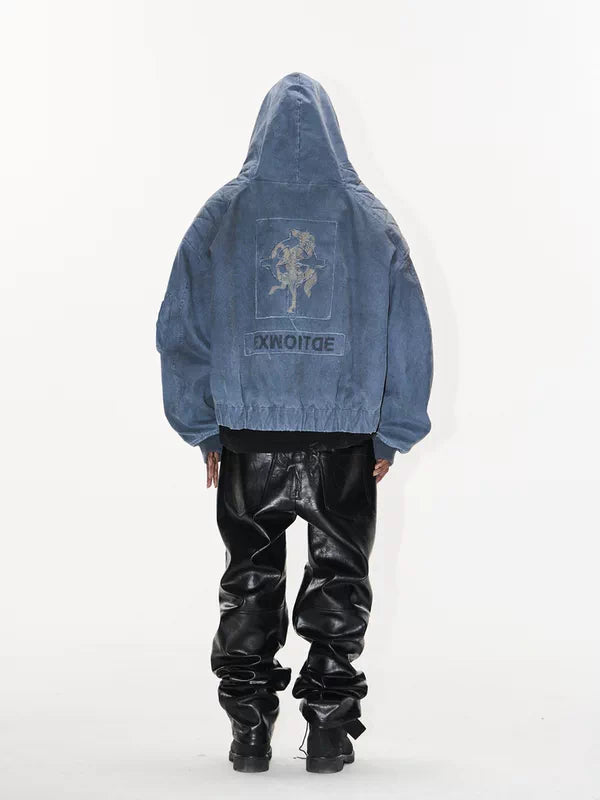 Distressed Oversized Hooded Workwear MA1 Jacket 5