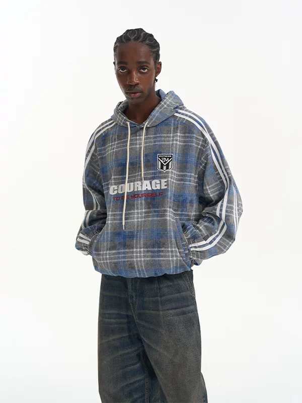 Plaid Graphic Oversized Pullover Hoodie 3
