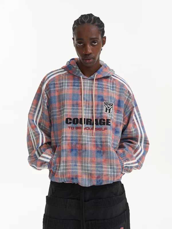 Plaid Graphic Oversized Pullover Hoodie 4