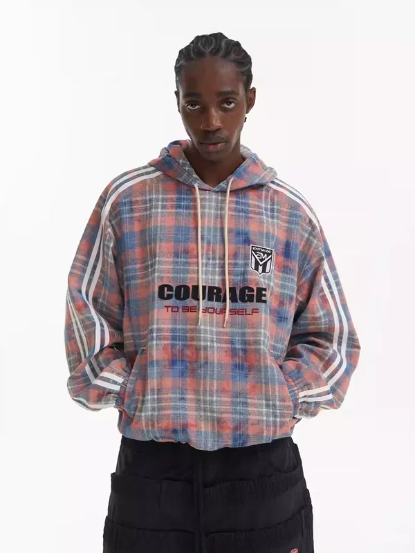 5994233888272,5994233888273,5994233888274,5994233888275, Plaid Graphic Oversized Pullover Hoodie