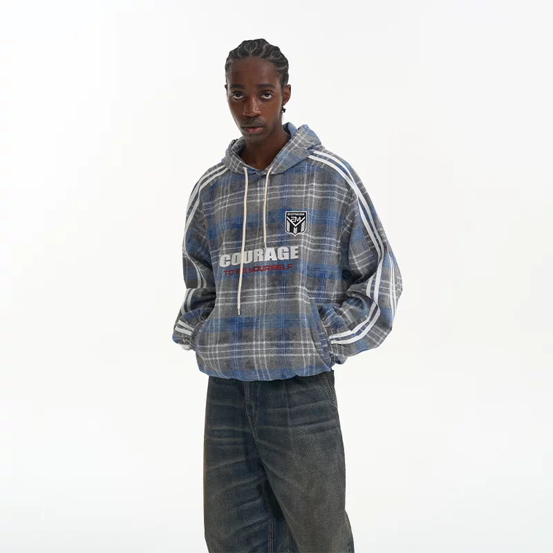 5994233888276,5994233888277,5994233888278,5994233888279, Plaid Graphic Oversized Pullover Hoodie
