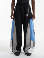 Colorblock Embroidered Loose Fit Sporty Pants 1