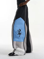 Colorblock Embroidered Loose Fit Sporty Pants 2