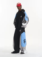 Colorblock Embroidered Loose Fit Sporty Pants 3