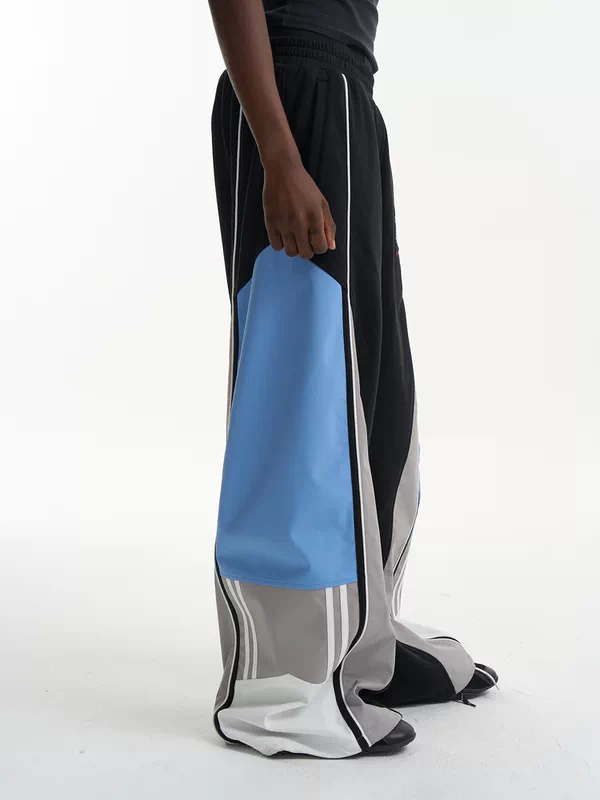 Colorblock Embroidered Loose Fit Sporty Pants 4