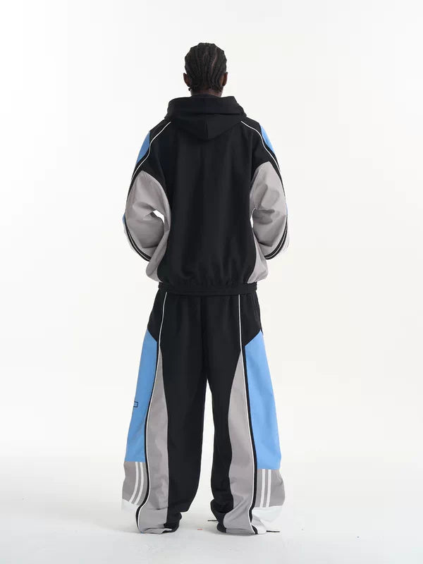 Colorblock Embroidered Loose Fit Sporty Pants 5
