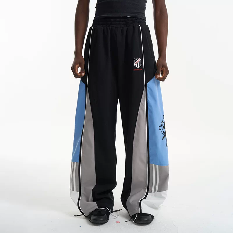 5995336621489,5995336621490,5995336621491,5995336621492, Colorblock Embroidered Loose Fit Sporty Pants