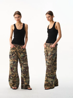 Camouflage Raw Edge Cargo Workwear Pants 1