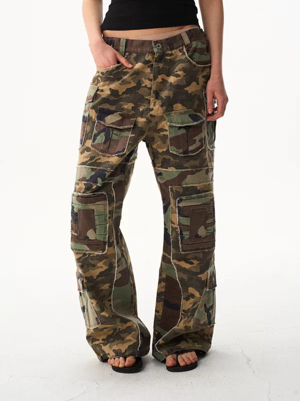 Camouflage Raw Edge Cargo Workwear Pants 3