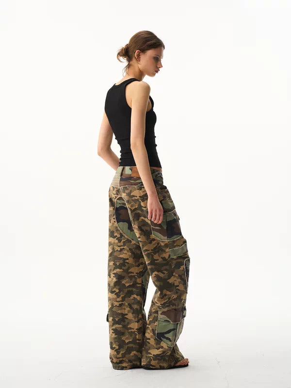 Camouflage Raw Edge Cargo Workwear Pants 5
