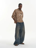 Wide-Leg Retro Washed Denim Pants 5