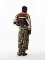 Retro Patchwork Distressed Leather Motorcycle Jacket 5