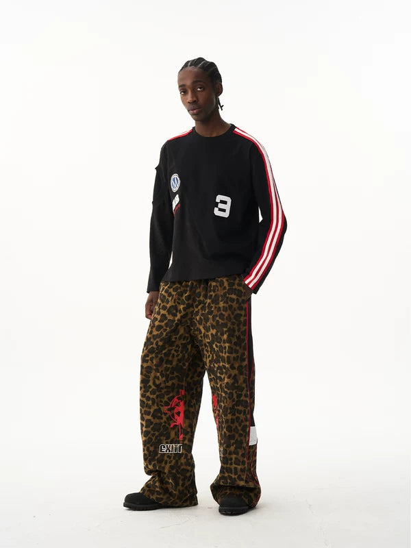 Patchwork Crew Neck Long Sleeve T-Shirt 2