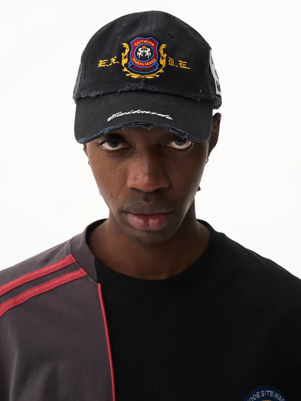Distressed Embroidered Baseball Cap 1