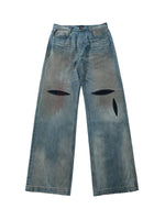 5931748299793,5931748299794,5931748299795,5931748299796, Distressed Slub Denim Straight Leg Jeans