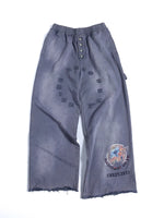 Distressed Graphic Wide Leg Pants 1