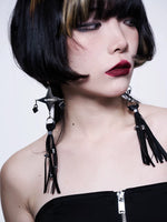 Punk Leather Tassel Earrings 2