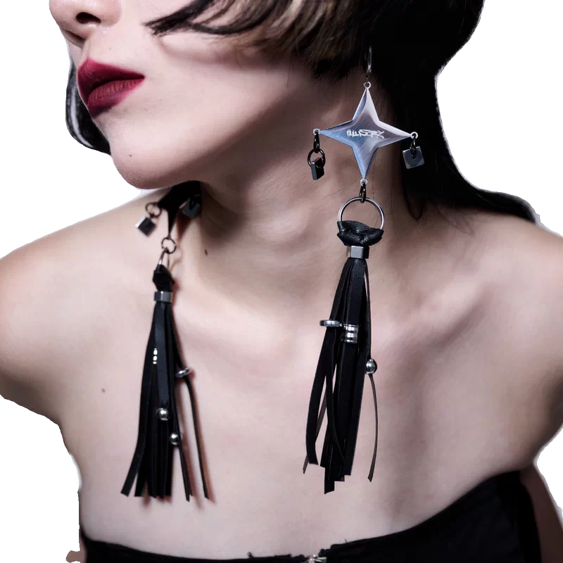 5309404326893, Punk Leather Tassel Earrings