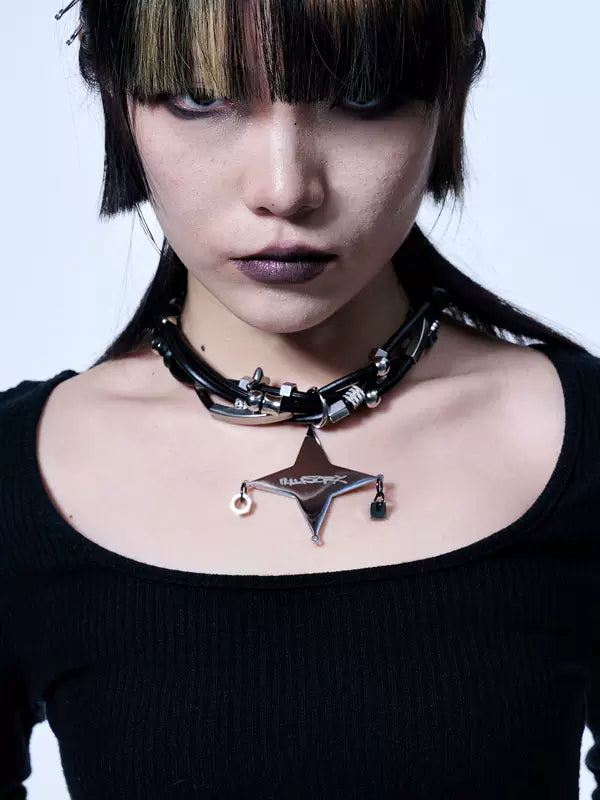 Leather Beaded Pendant Necklace 3