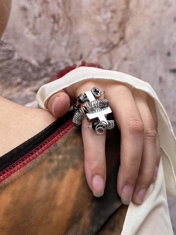 Handmade Hardcore Punk Cross Ring 3