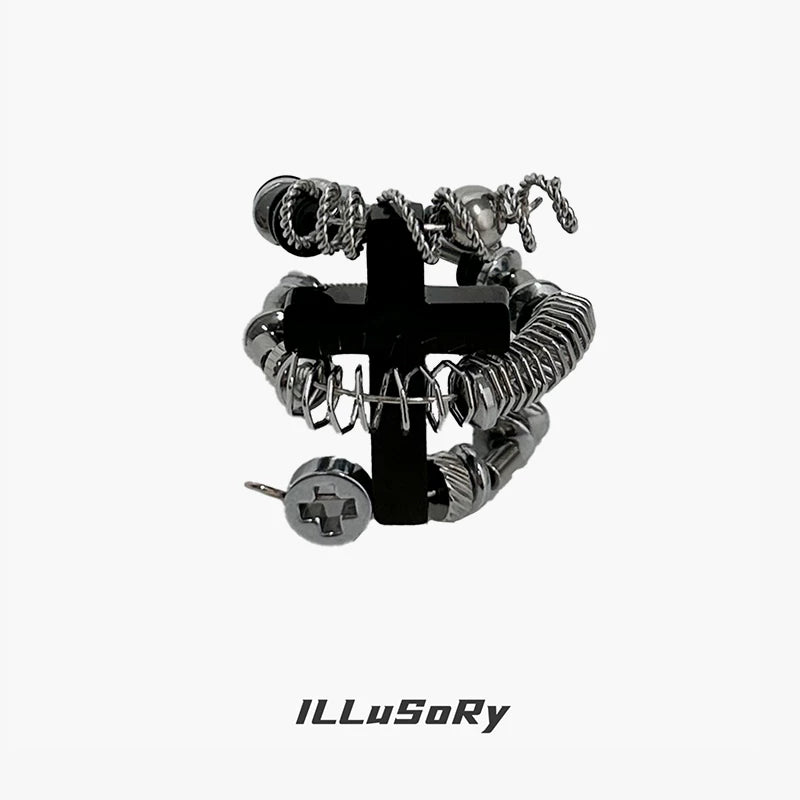 5804664961540,5804664961541,5804664961542,5804664961543, Handmade Hardcore Punk Cross Ring