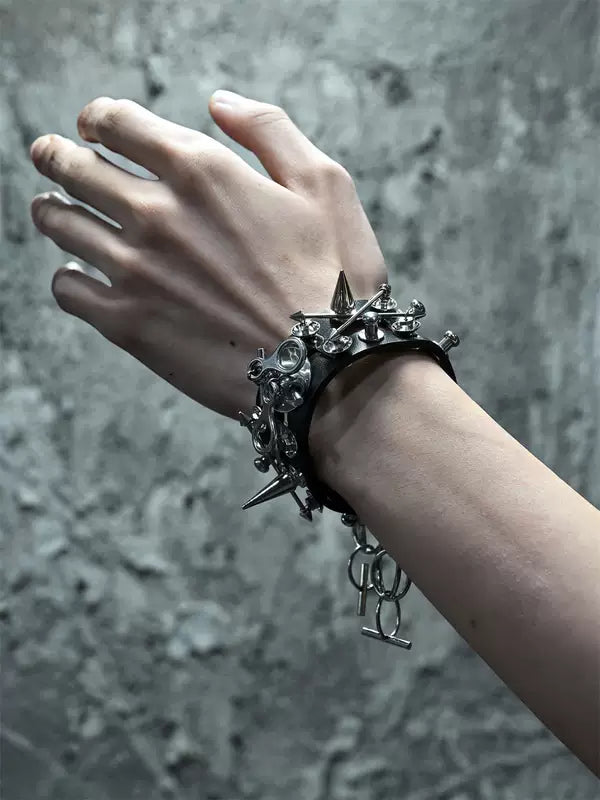 Punk Leather Spike Bracelet 1