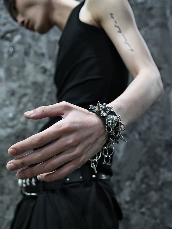 Punk Leather Spike Bracelet 2