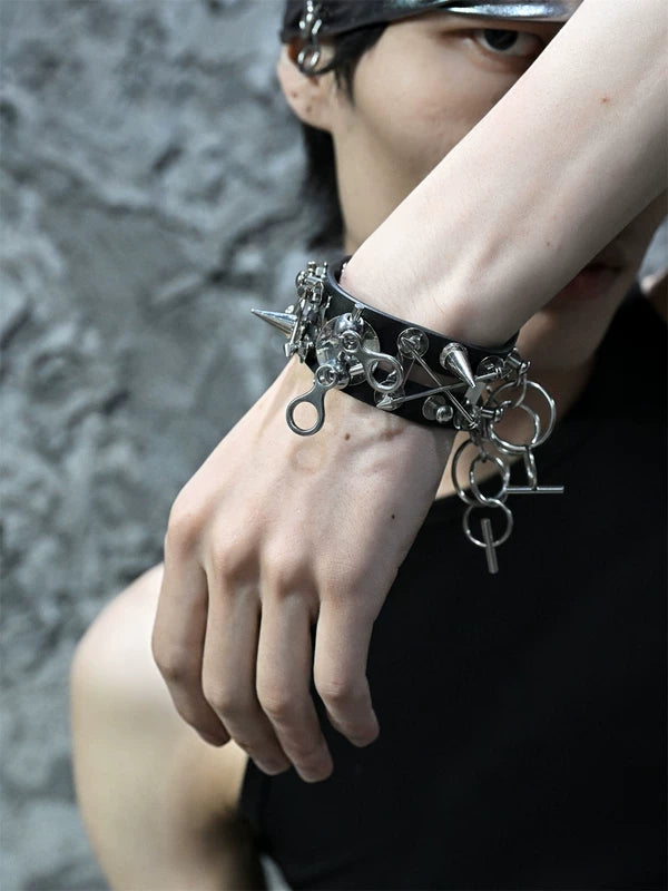 Punk Leather Spike Bracelet 3