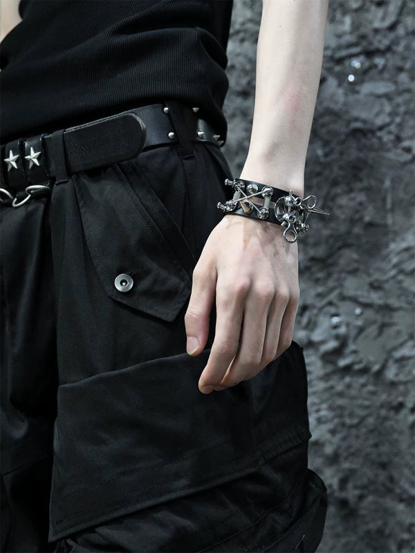 Punk Leather Spike Bracelet 4